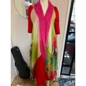 Princess Cruises Colorful Pleated Floral Kimono Cover Up OSFM